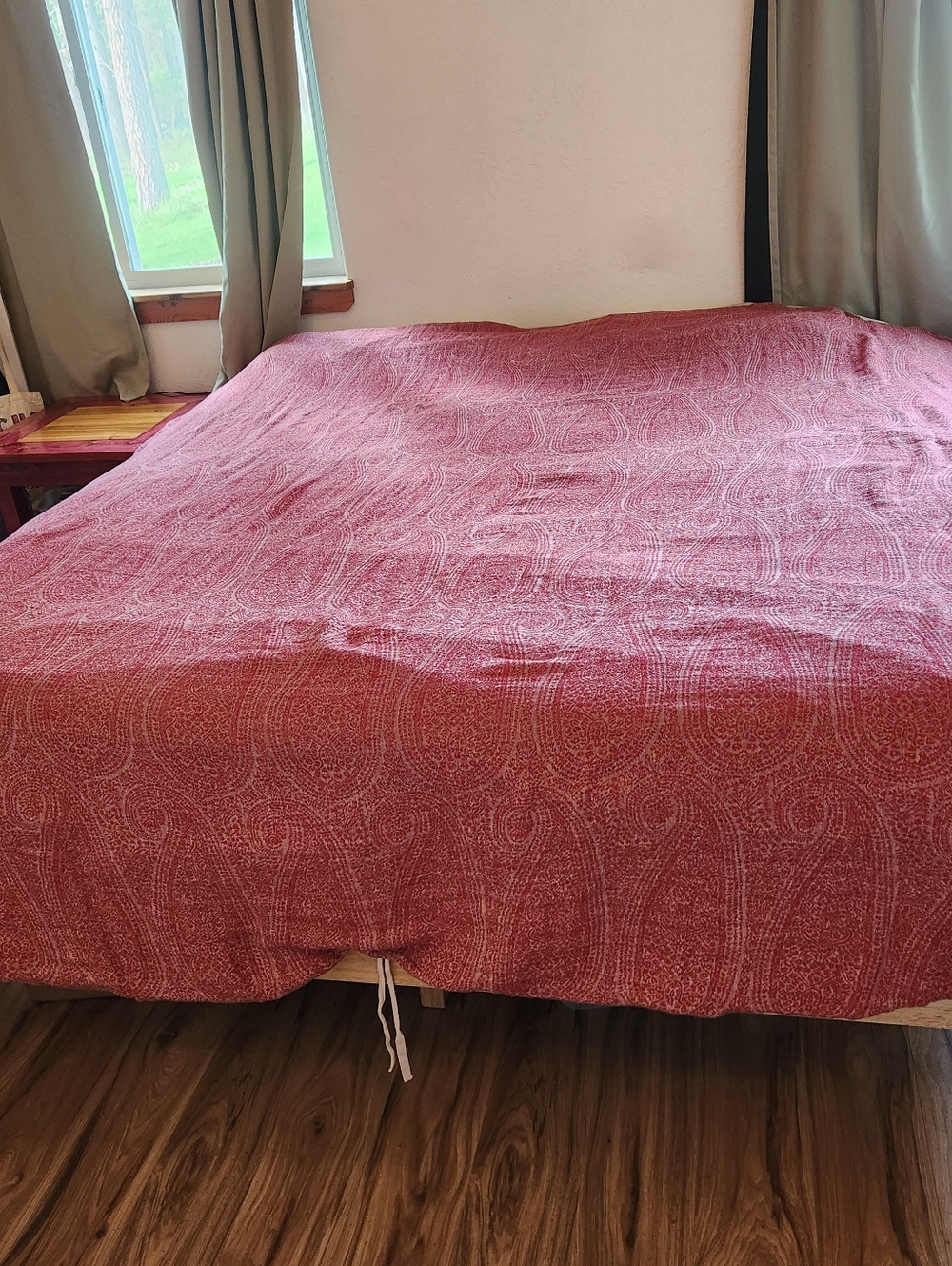 Pottery Barn King 100% Linen Paisley Jacquard Duvet Cover